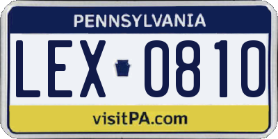 PA license plate LEX0810