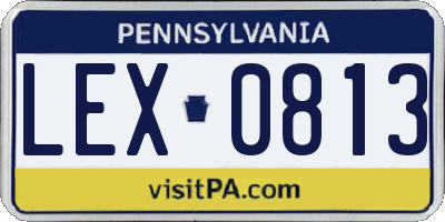 PA license plate LEX0813