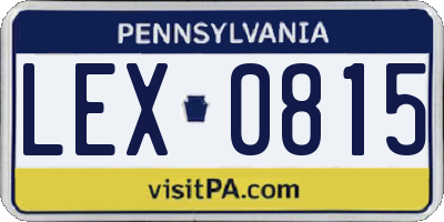 PA license plate LEX0815