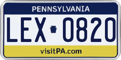 PA license plate LEX0820