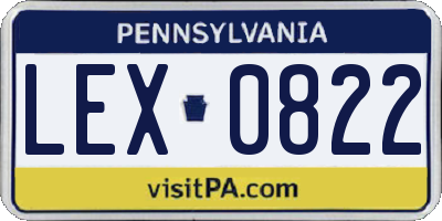 PA license plate LEX0822