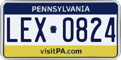 PA license plate LEX0824