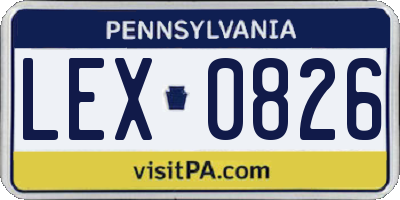 PA license plate LEX0826
