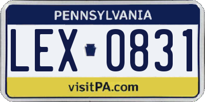 PA license plate LEX0831