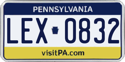 PA license plate LEX0832