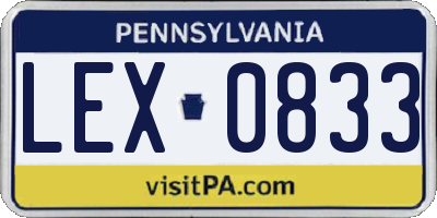 PA license plate LEX0833