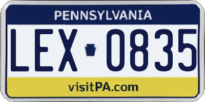 PA license plate LEX0835