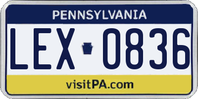 PA license plate LEX0836