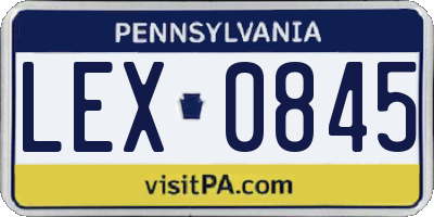 PA license plate LEX0845