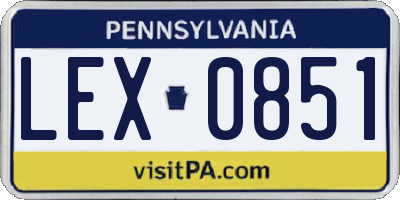 PA license plate LEX0851
