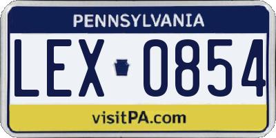 PA license plate LEX0854