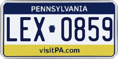 PA license plate LEX0859