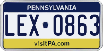 PA license plate LEX0863