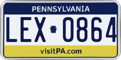 PA license plate LEX0864