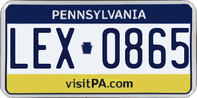 PA license plate LEX0865