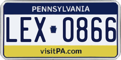 PA license plate LEX0866