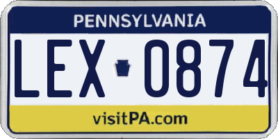 PA license plate LEX0874