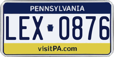 PA license plate LEX0876