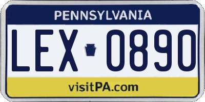 PA license plate LEX0890