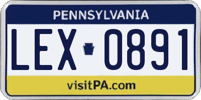 PA license plate LEX0891