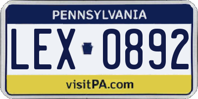 PA license plate LEX0892