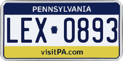 PA license plate LEX0893