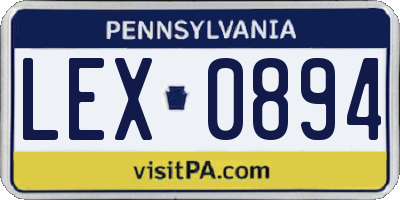 PA license plate LEX0894