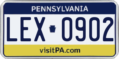 PA license plate LEX0902