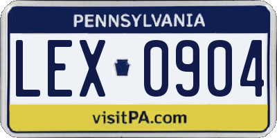 PA license plate LEX0904