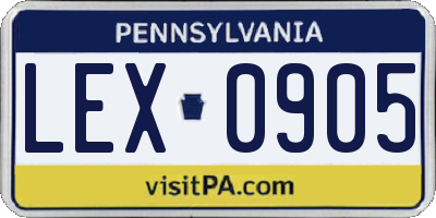 PA license plate LEX0905