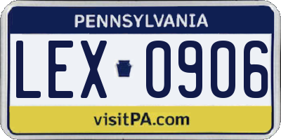 PA license plate LEX0906