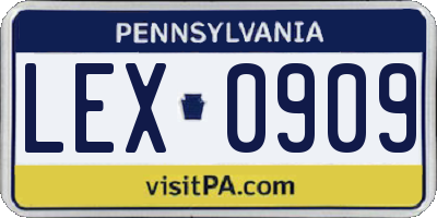 PA license plate LEX0909