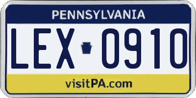 PA license plate LEX0910