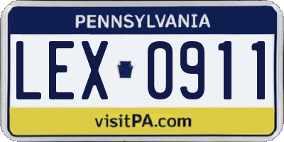 PA license plate LEX0911