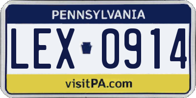 PA license plate LEX0914