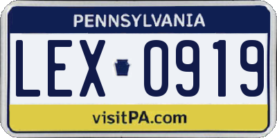 PA license plate LEX0919