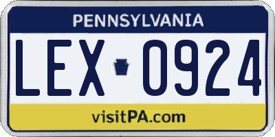 PA license plate LEX0924