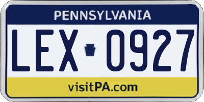 PA license plate LEX0927