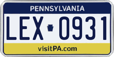 PA license plate LEX0931