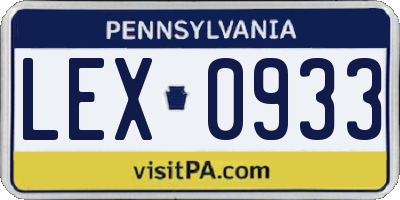 PA license plate LEX0933