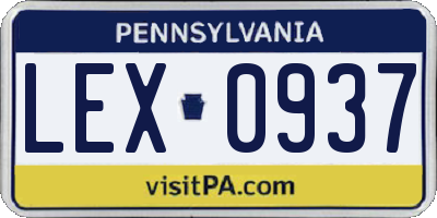 PA license plate LEX0937