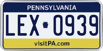 PA license plate LEX0939