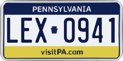 PA license plate LEX0941