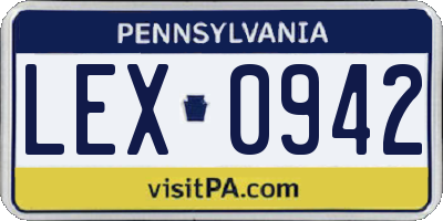 PA license plate LEX0942