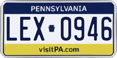 PA license plate LEX0946