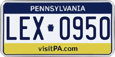 PA license plate LEX0950