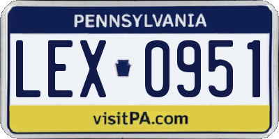 PA license plate LEX0951