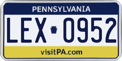PA license plate LEX0952