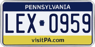 PA license plate LEX0959