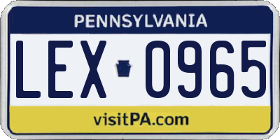 PA license plate LEX0965